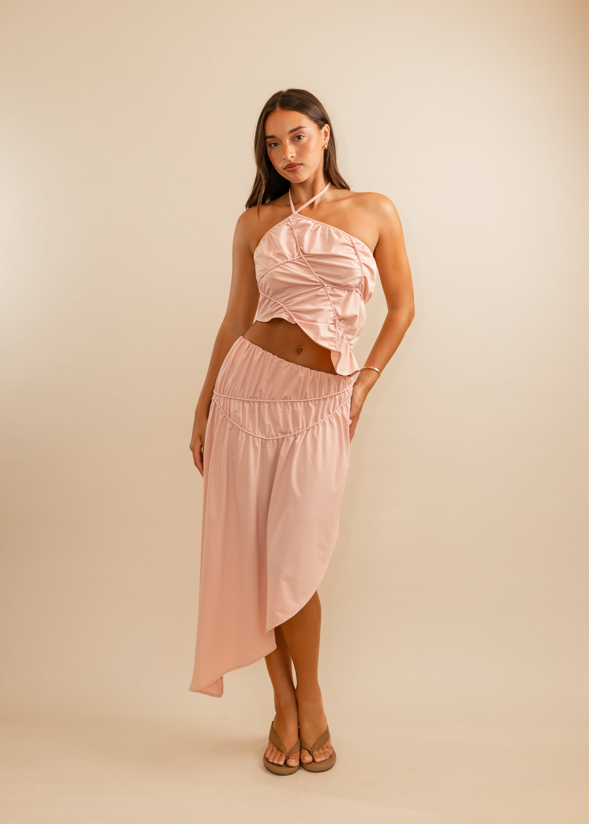 Pink blush set asymmetrical  