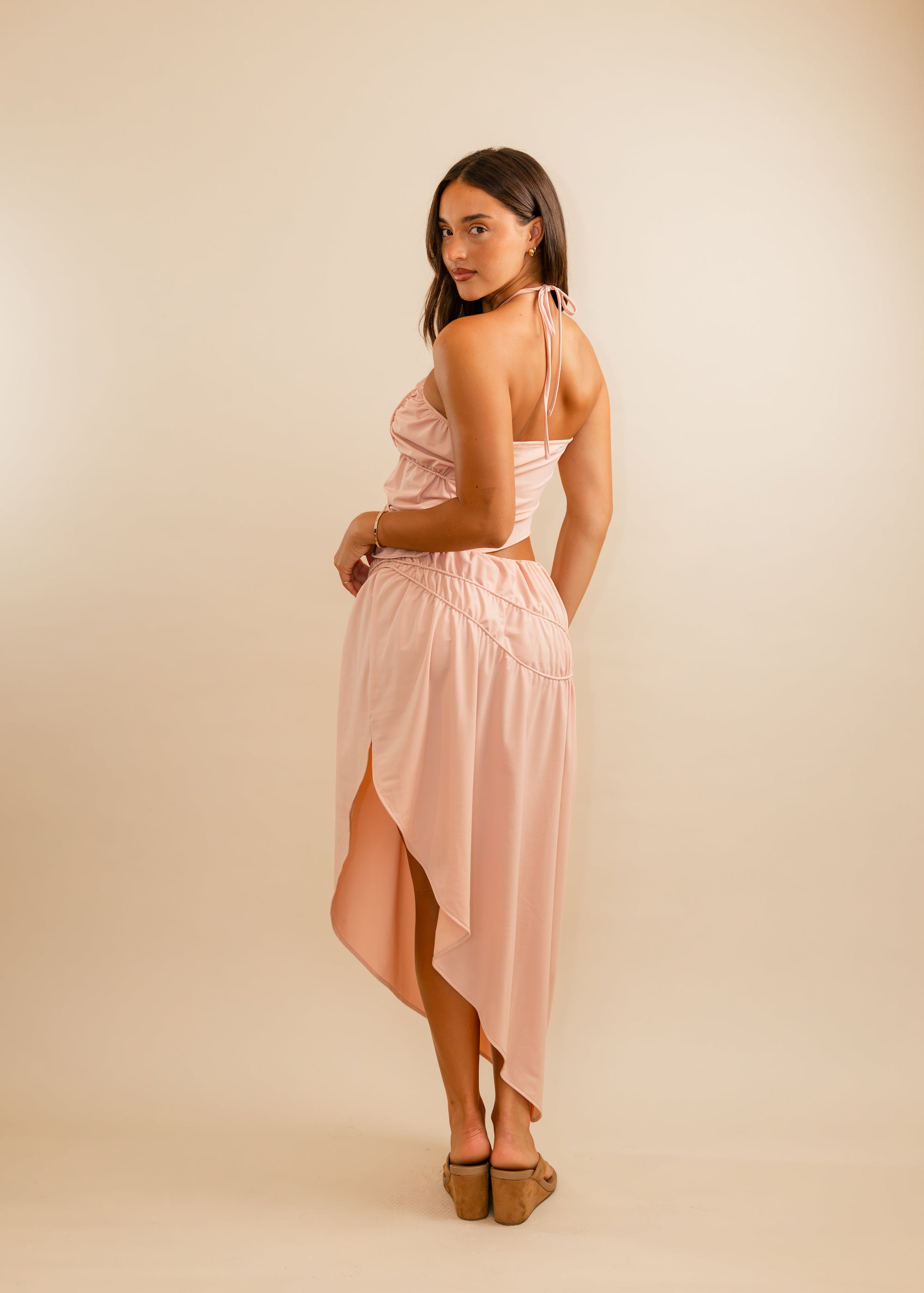 stretchy maxi skirt pink 