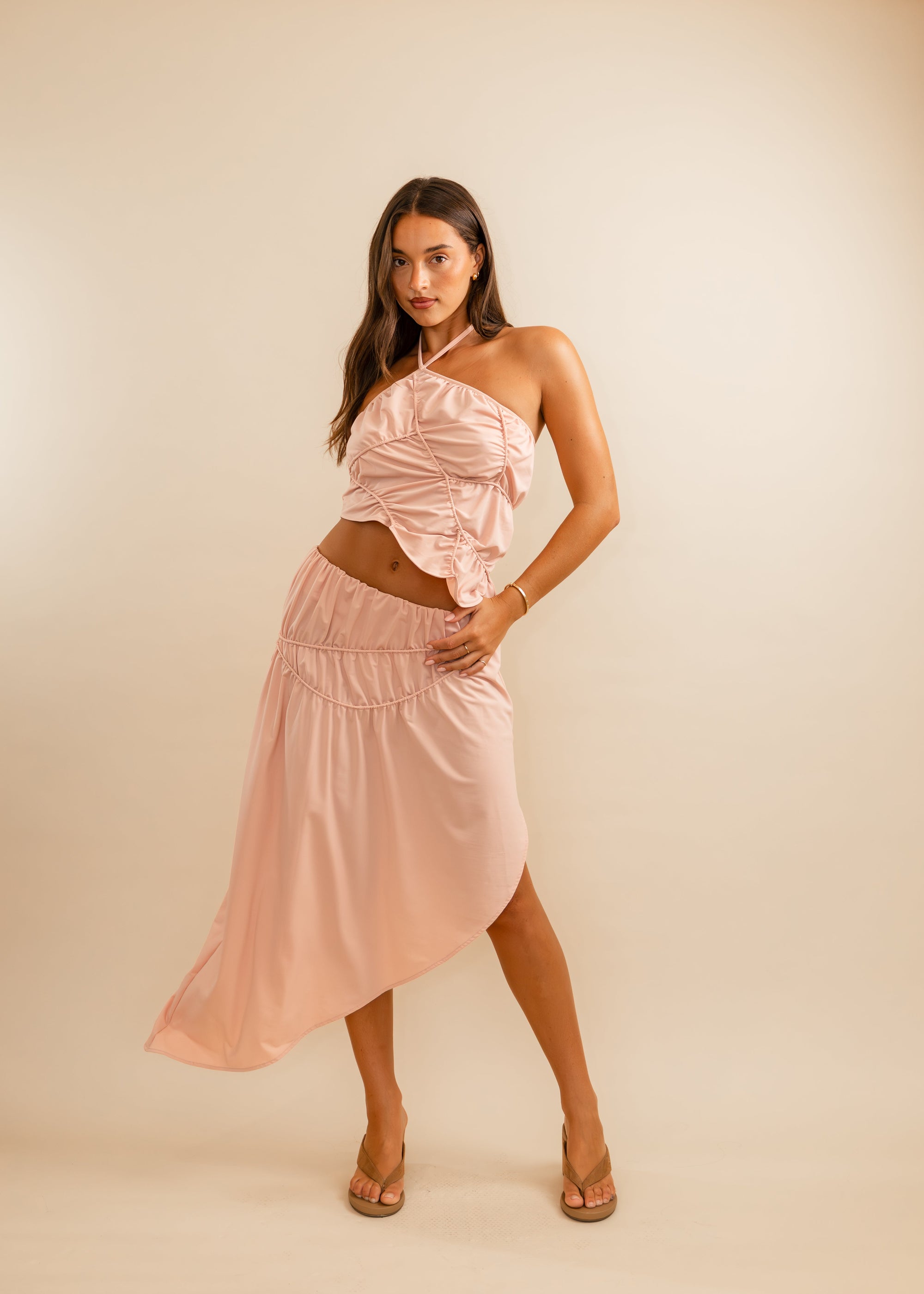 skirt and top in pink