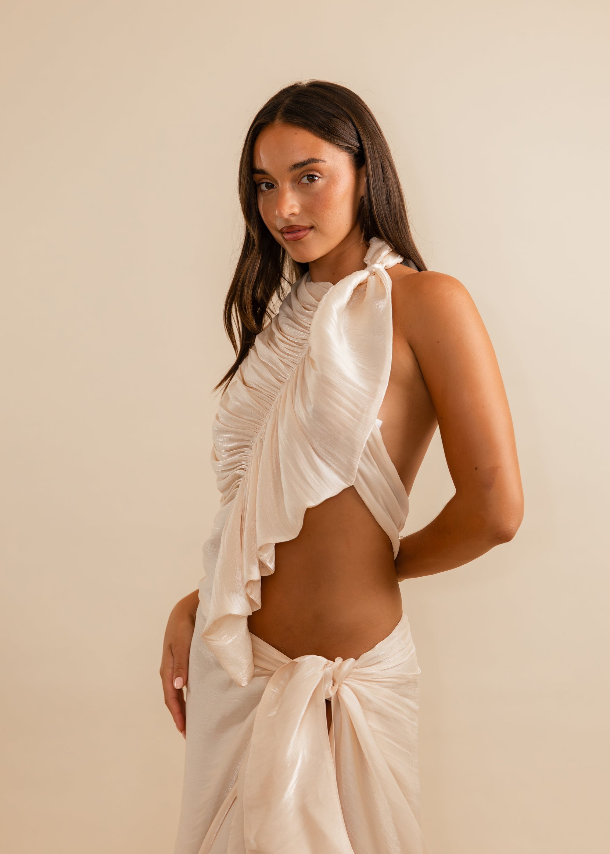 champagne ruched top 