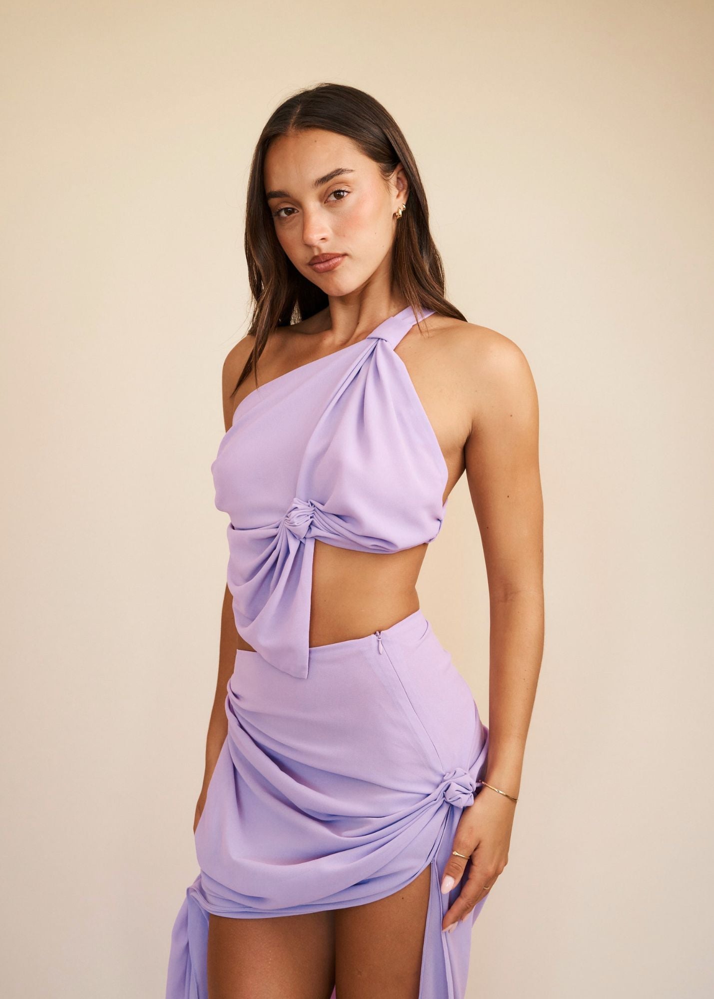 lavender one shoulder top 