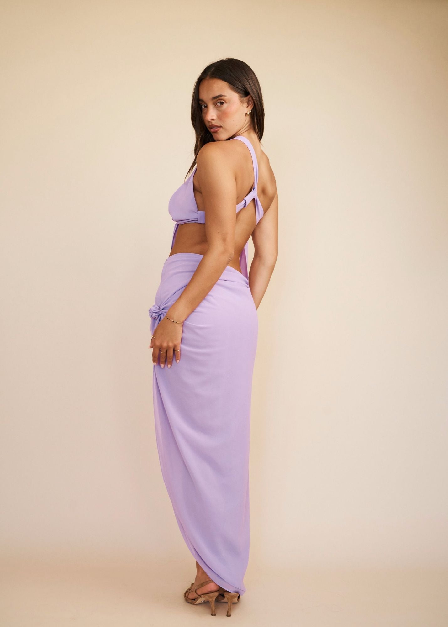 Open back detail with maxi skirt lavender 