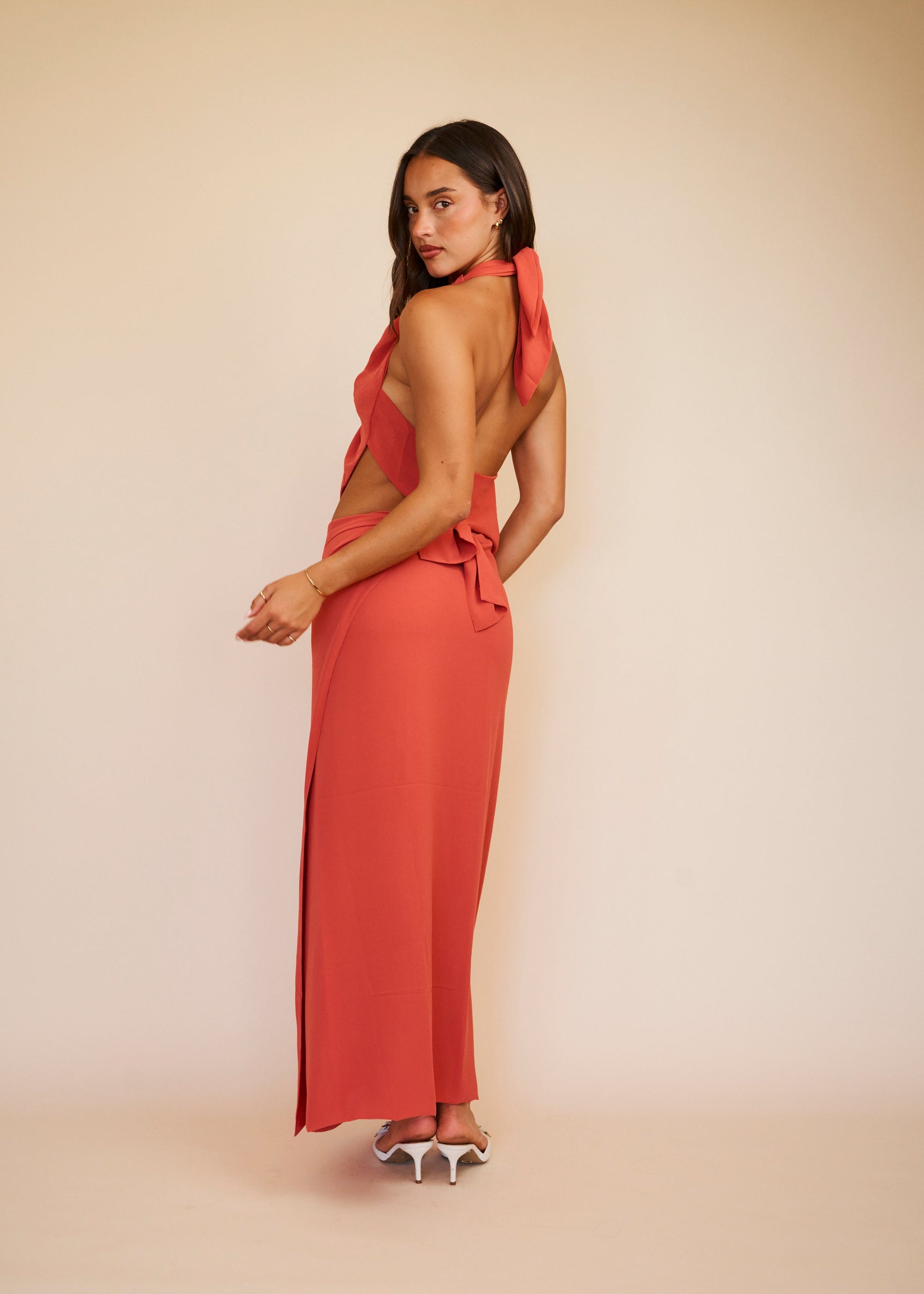 Backless Tie Top with skirt set 