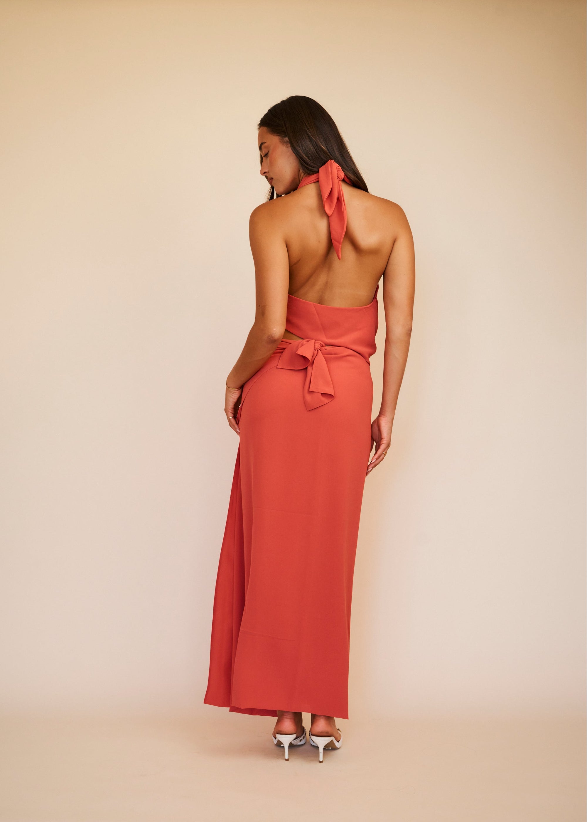 Full length maxi skirt coral 