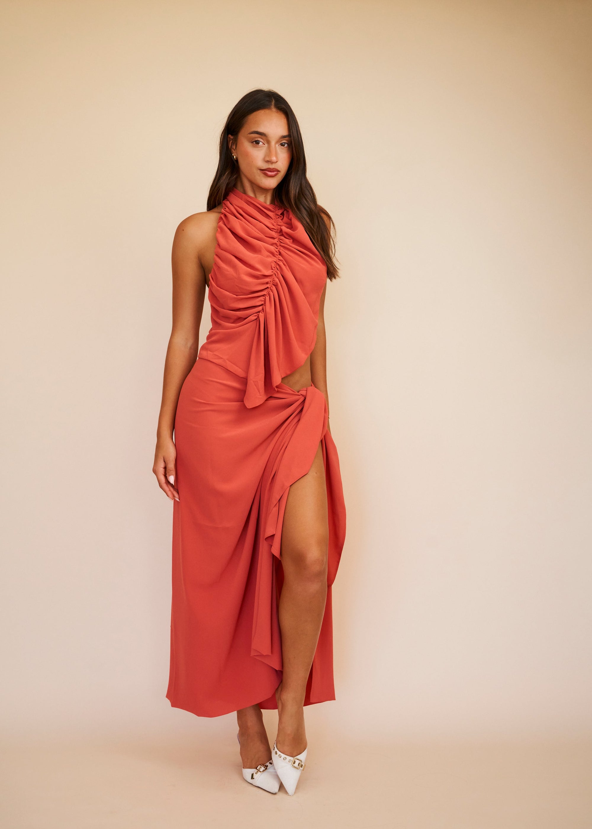 Women wearing a orange set 