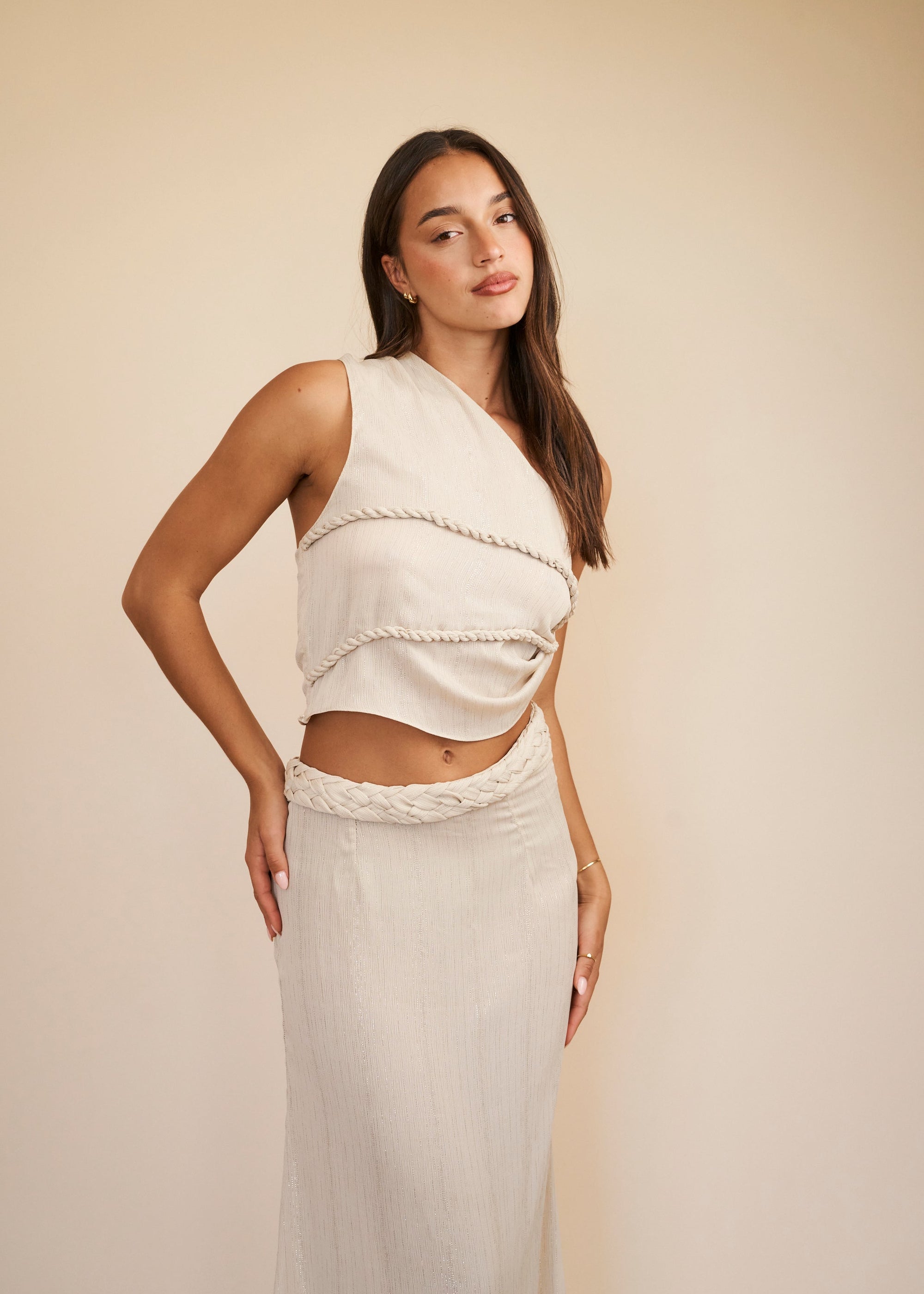 Ivory maxi skirt and top set