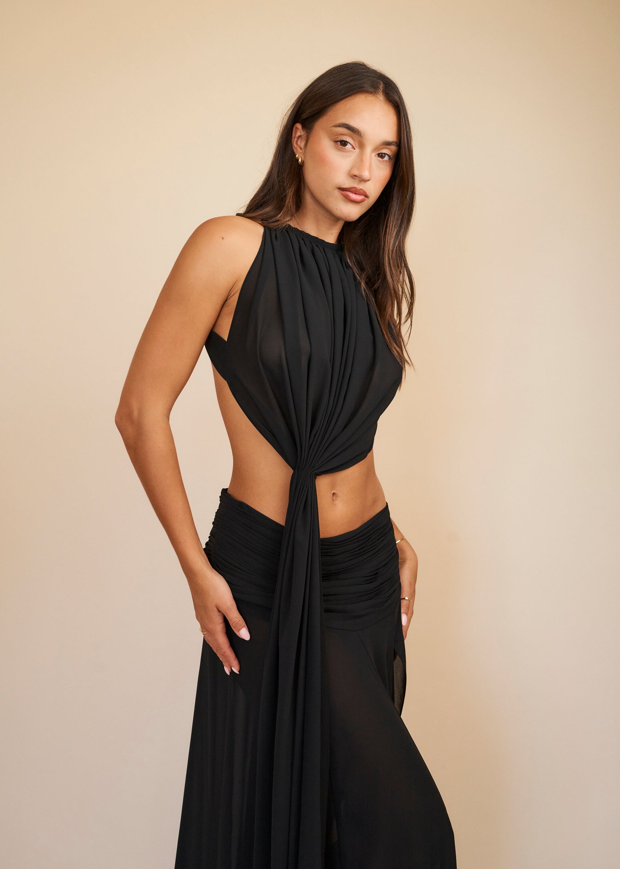 Black draped top 
