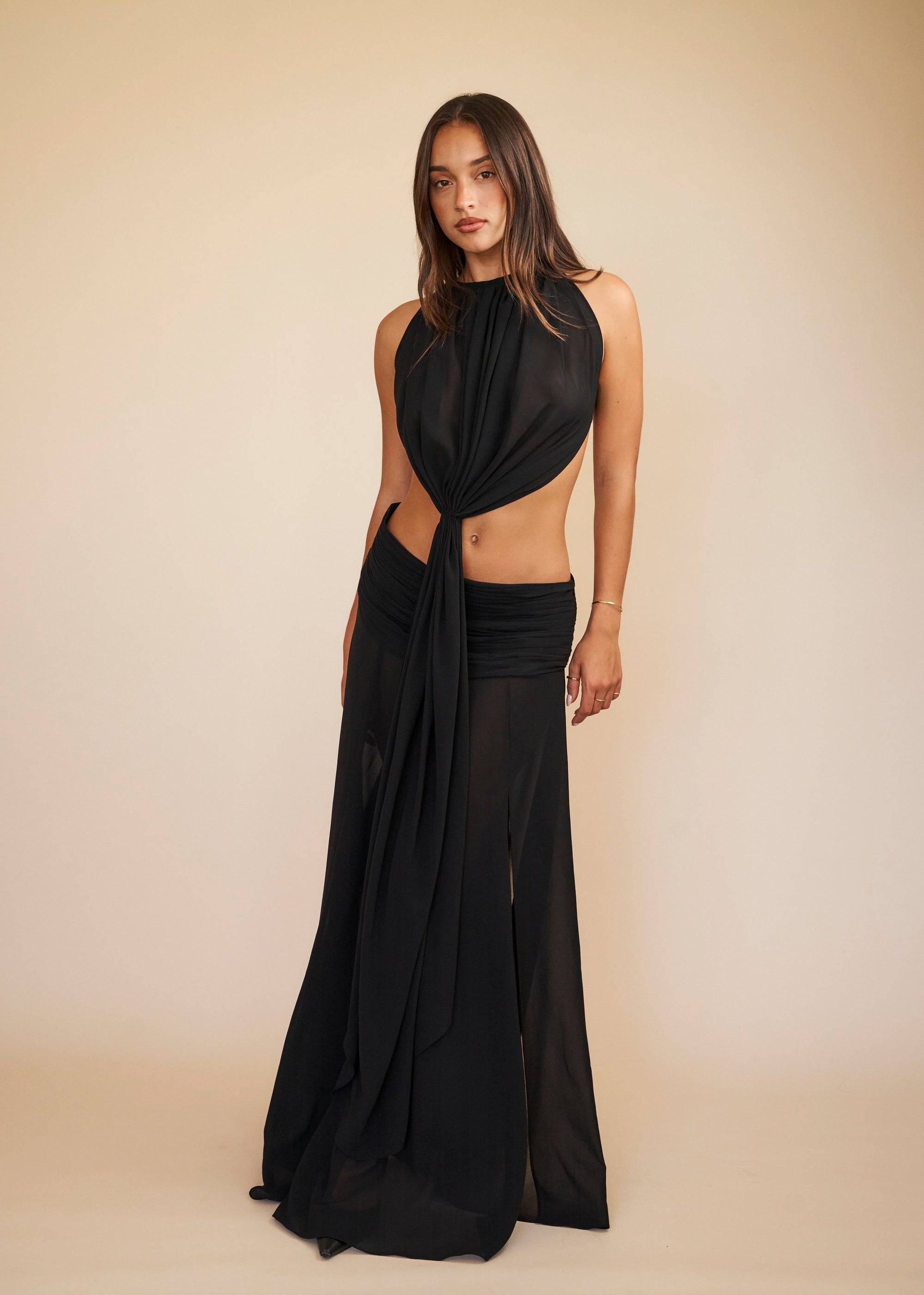 Black sheer maxi skirt