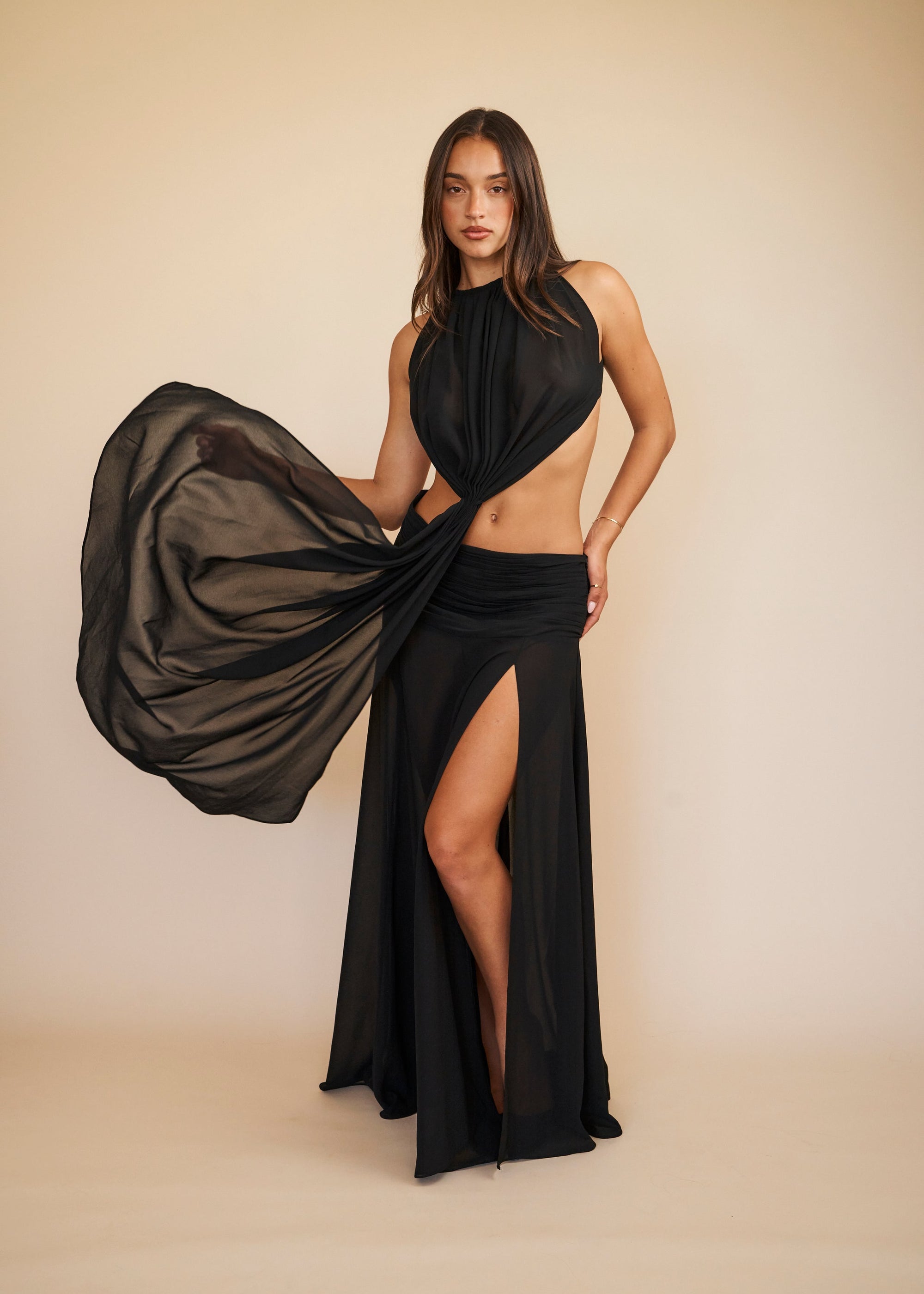 Black  slit  maxi skirt