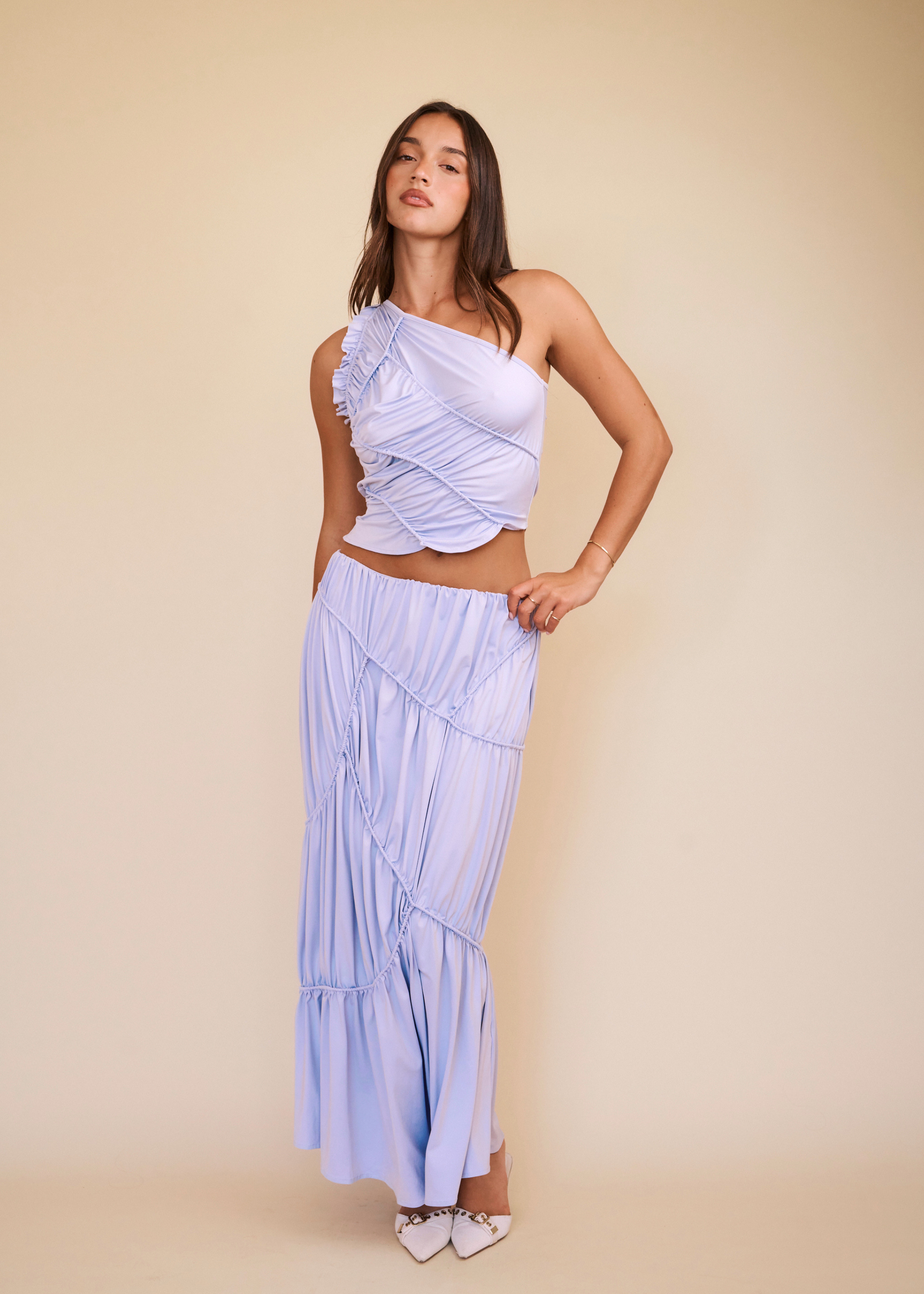 Lilac ruched two piece set women
