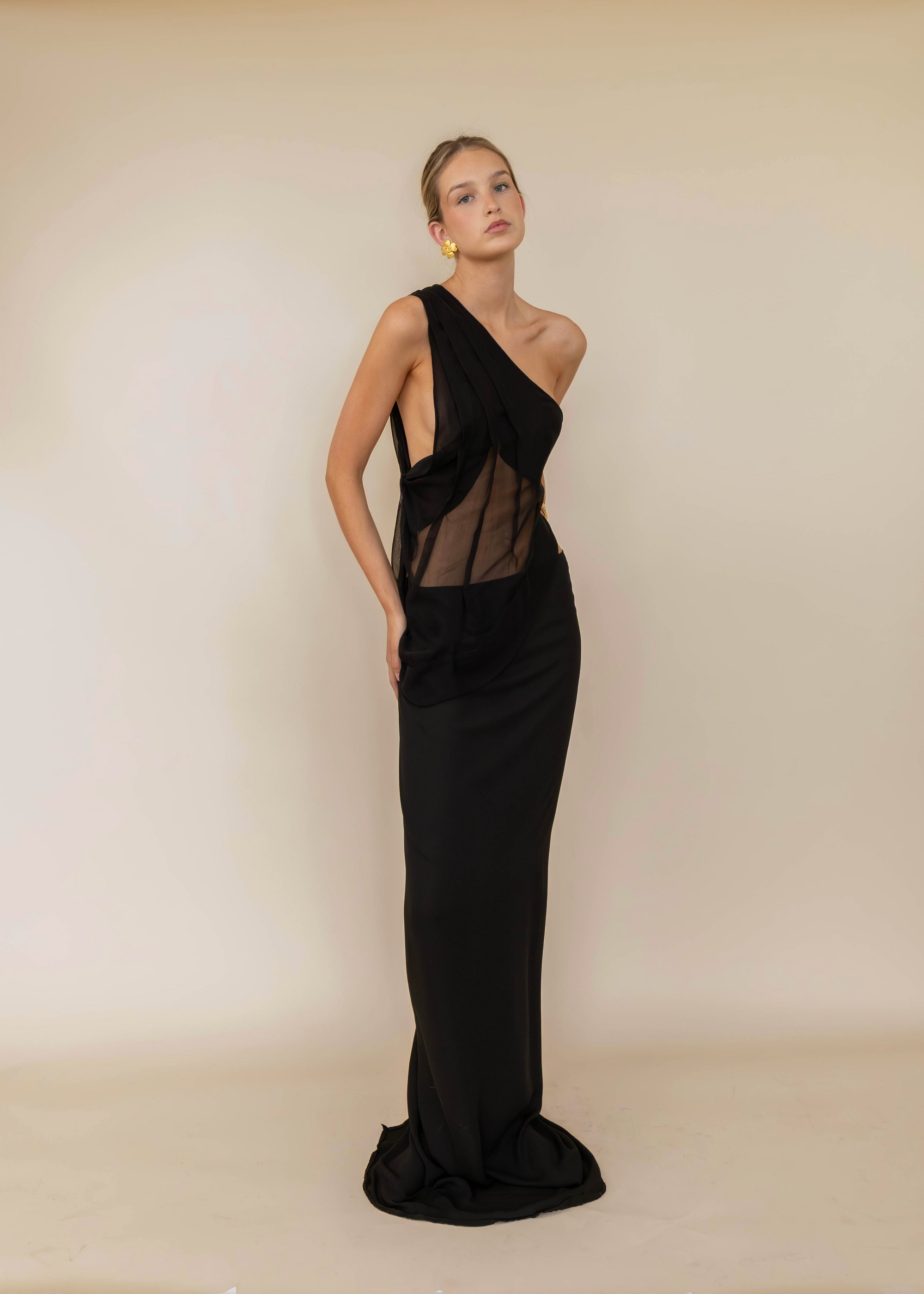 black one shoulder top