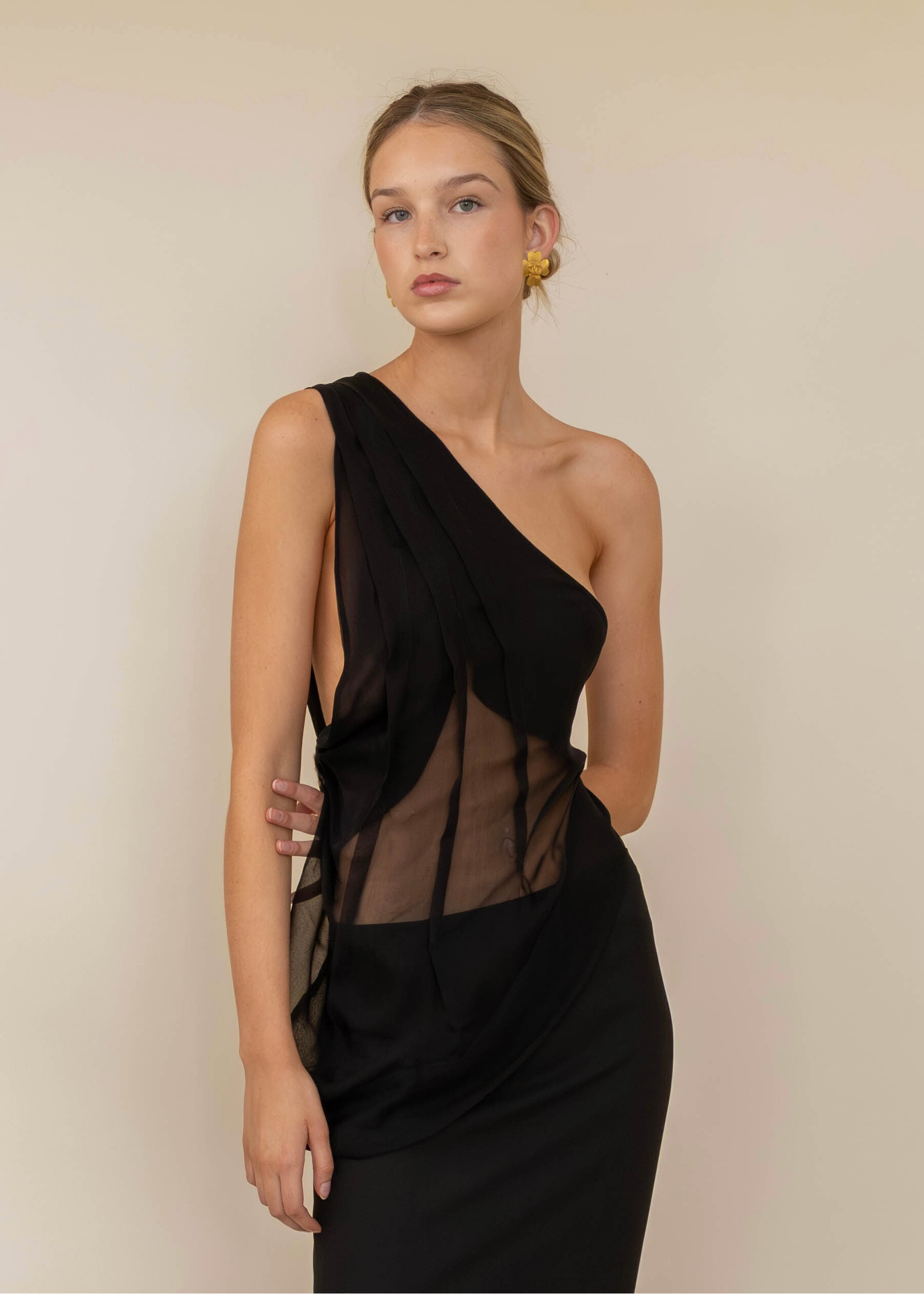 black chiffon top