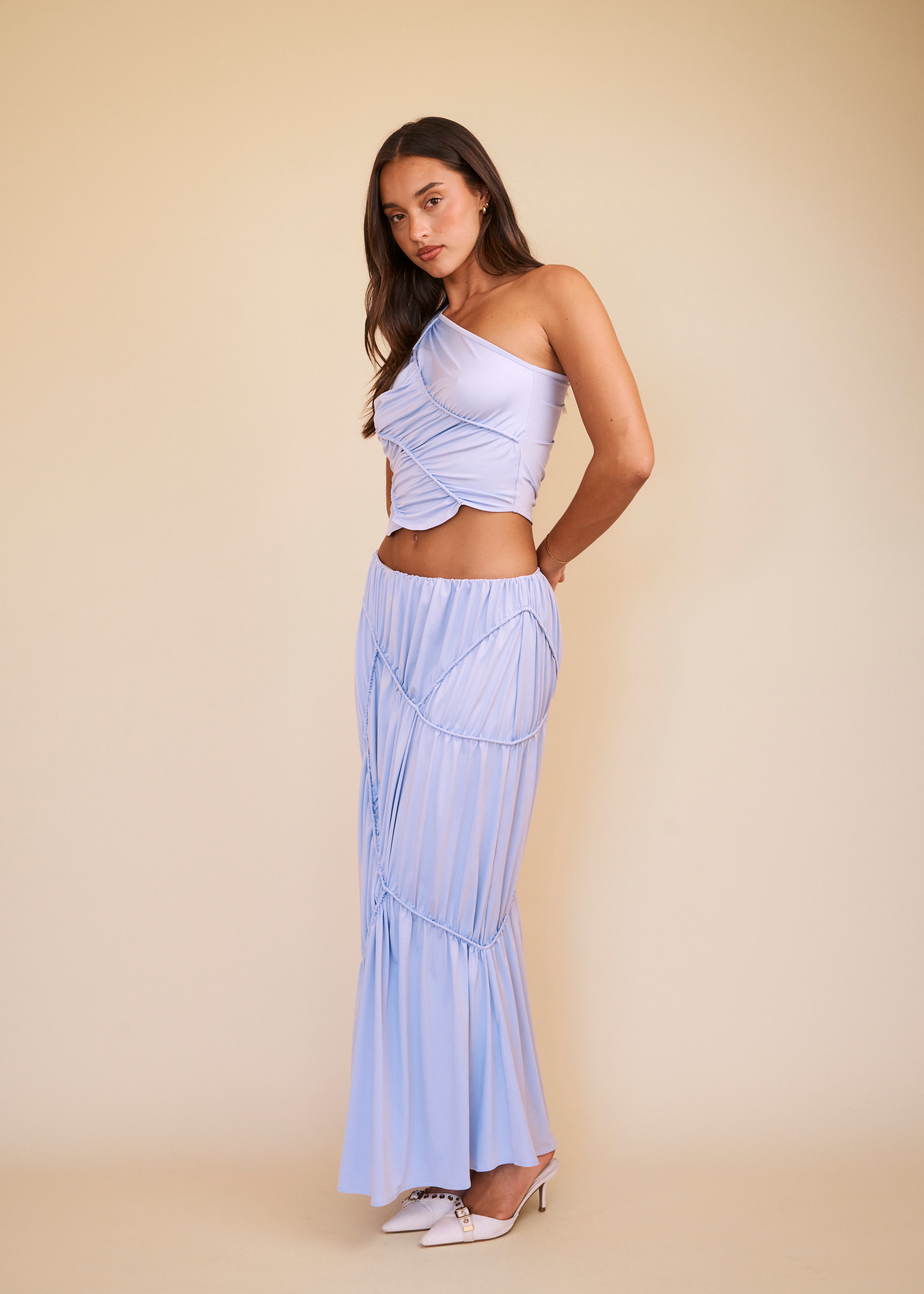 Lilac ruched two piece set women